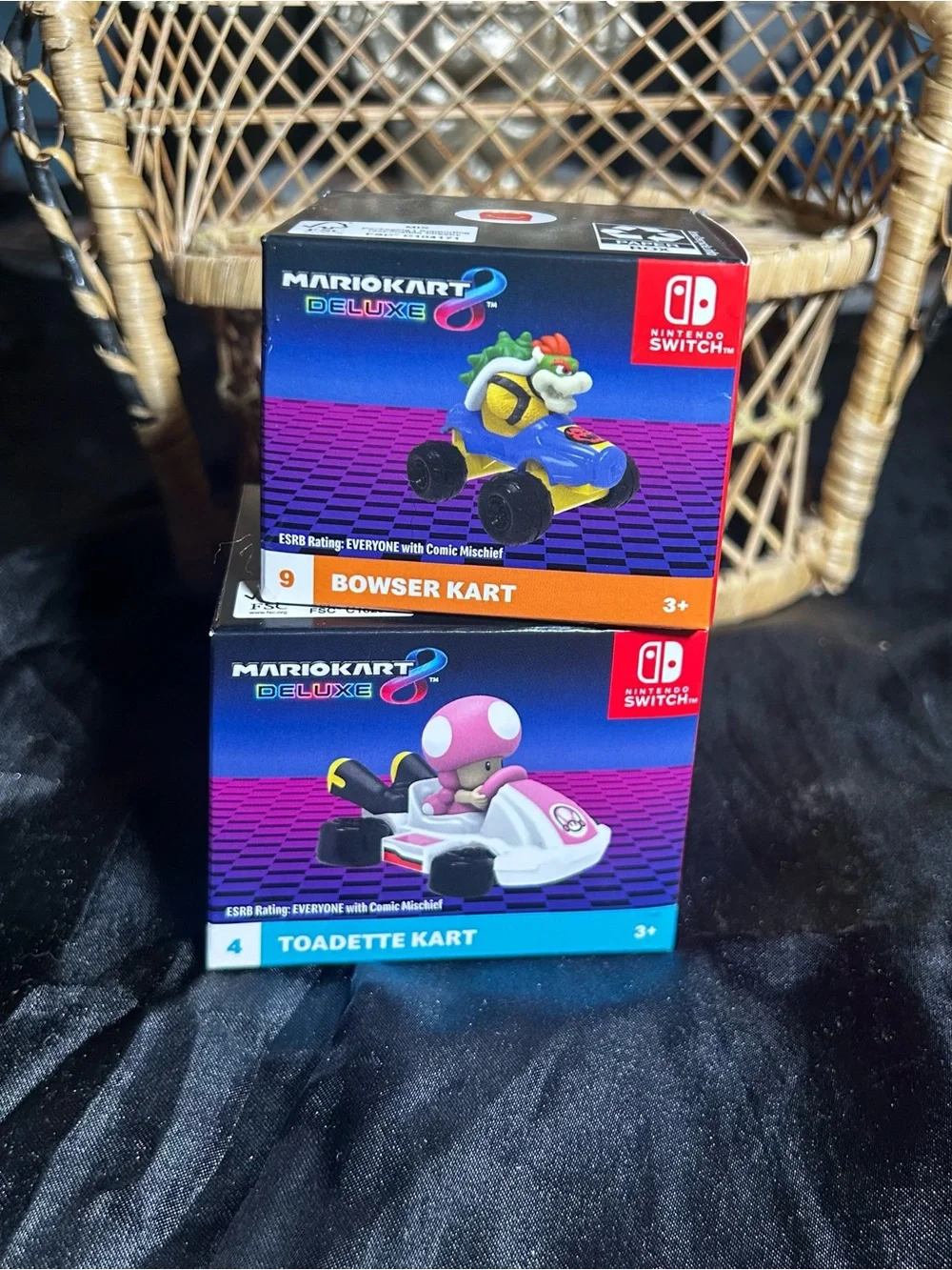 2024 McDonald's Mario Kart Happy Meal toys:Toadette & Bowser with Original Boxes